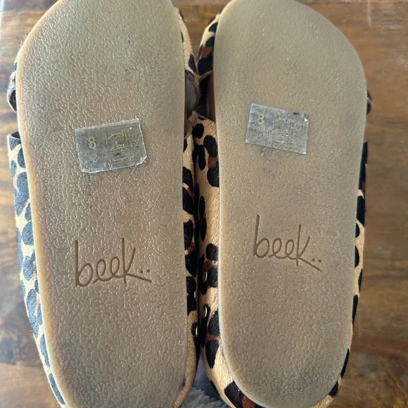 Beek Robin Leopard Print Animal Calf Hair Crossover Sandals ladies size 8 - Picture 3 of 5